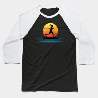 Sunset woman running Baseball T-Shirt